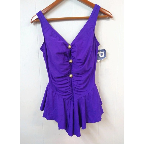VTG 90s One Piece skirted swimsuit - about a modern medium/size 8- like NEW! - Picture 1 of 7
